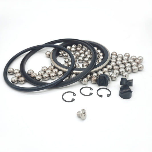 3 inch Wide Style Swivel Joint Repair Kit with Steel Balls – kit components, components layout 2