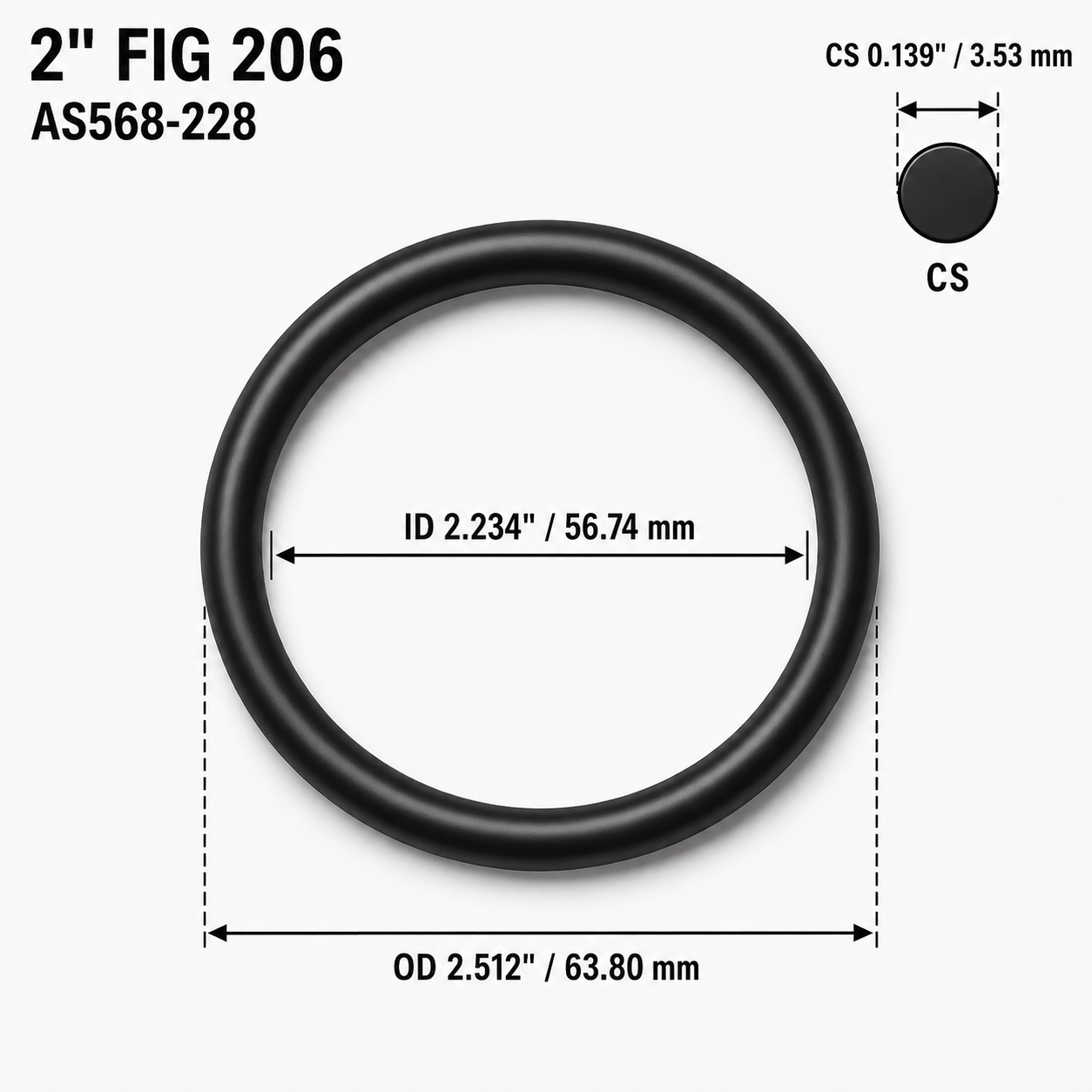 AS568-228 O-Ring / Sealing Ring for 2" FIG 206