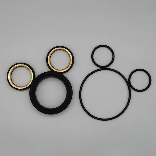 2 in x 1 in plug valve soft-kit seal components arranged on a light background.