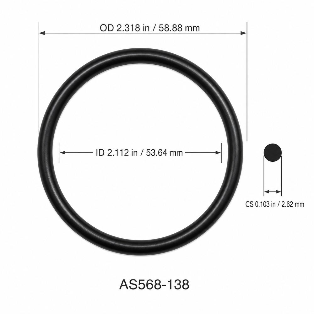 AS568-138 smooth black O-ring with ID, OD and cross-section dimensions