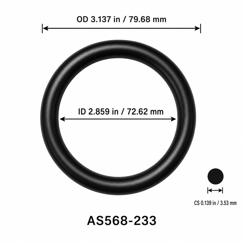AS568-233 O-Ring – 2.859 in ID × 0.139 in CS – dimensional diagram showing ID, OD and cross-section