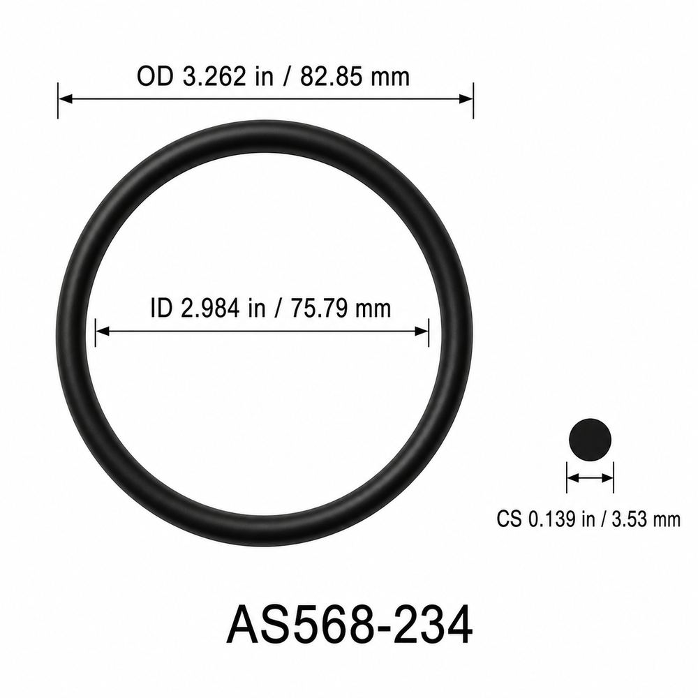 AS568-234 O-Ring – 2.984 in ID × 0.139 in CS – dimensional diagram showing ID, OD and cross-section