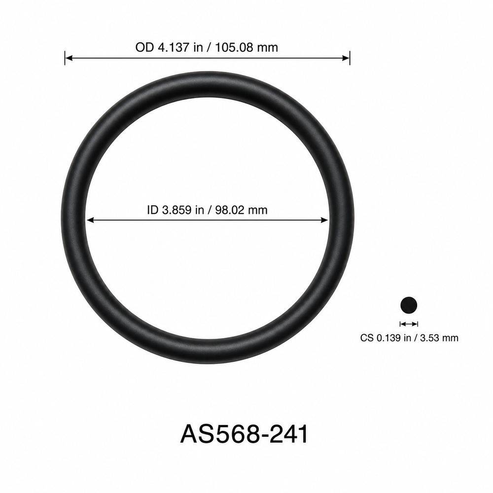 AS568-241 O-Ring – 3.859 in ID × 0.139 in CS – dimensional diagram showing ID, OD and cross-section