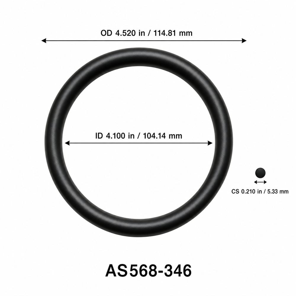 AS568-346 O-Ring – 4.100 in ID × 0.210 in CS – dimensional diagram showing ID, OD and cross-section