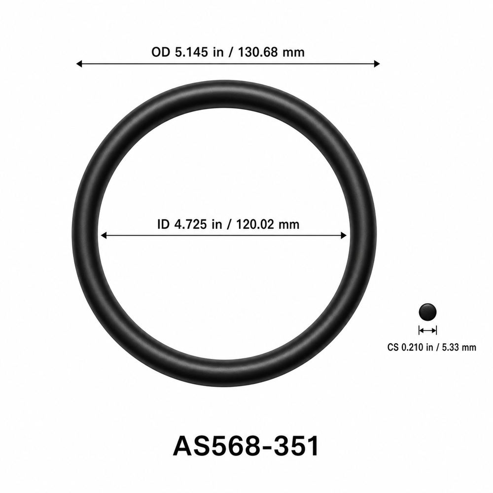 AS568-351 O-Ring – 4.725 in ID × 0.210 in CS – dimensional diagram showing ID, OD and cross-section