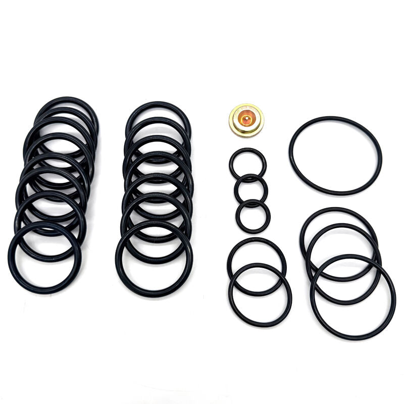 Grouped O-rings and metal plug arranged for a Baker-style #10 setting-tool redress kit