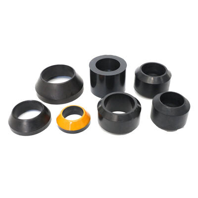 Assortment of bridge plug rubber elements in tapered and cylindrical profiles