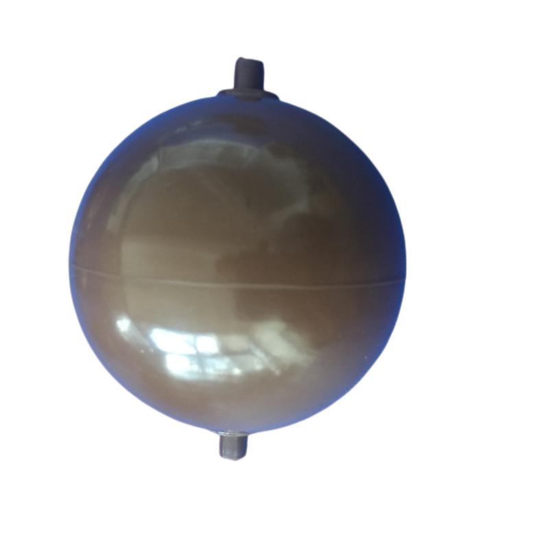 Spherical rubber component with top and bottom stem features
