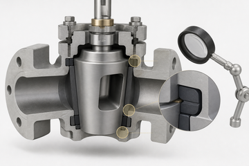 Generic plug valve cross-section with sealing elements shown for inspection