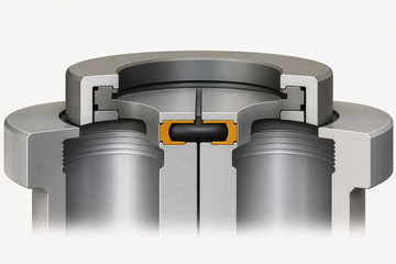 Generic cutaway of a mating connection with an elastomer seal at the interface