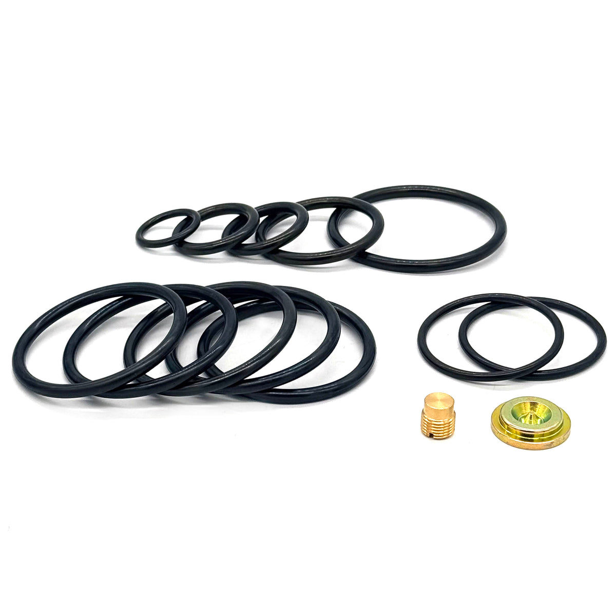 DWS 3-5/8 compact setting-tool redress-kit components arranged on a light background.