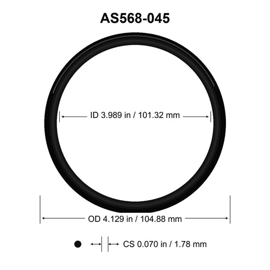 AS568-045 O-Ring – 3.989 in ID × 0.070 in CS – dimensional diagram showing ID, OD and cross-section