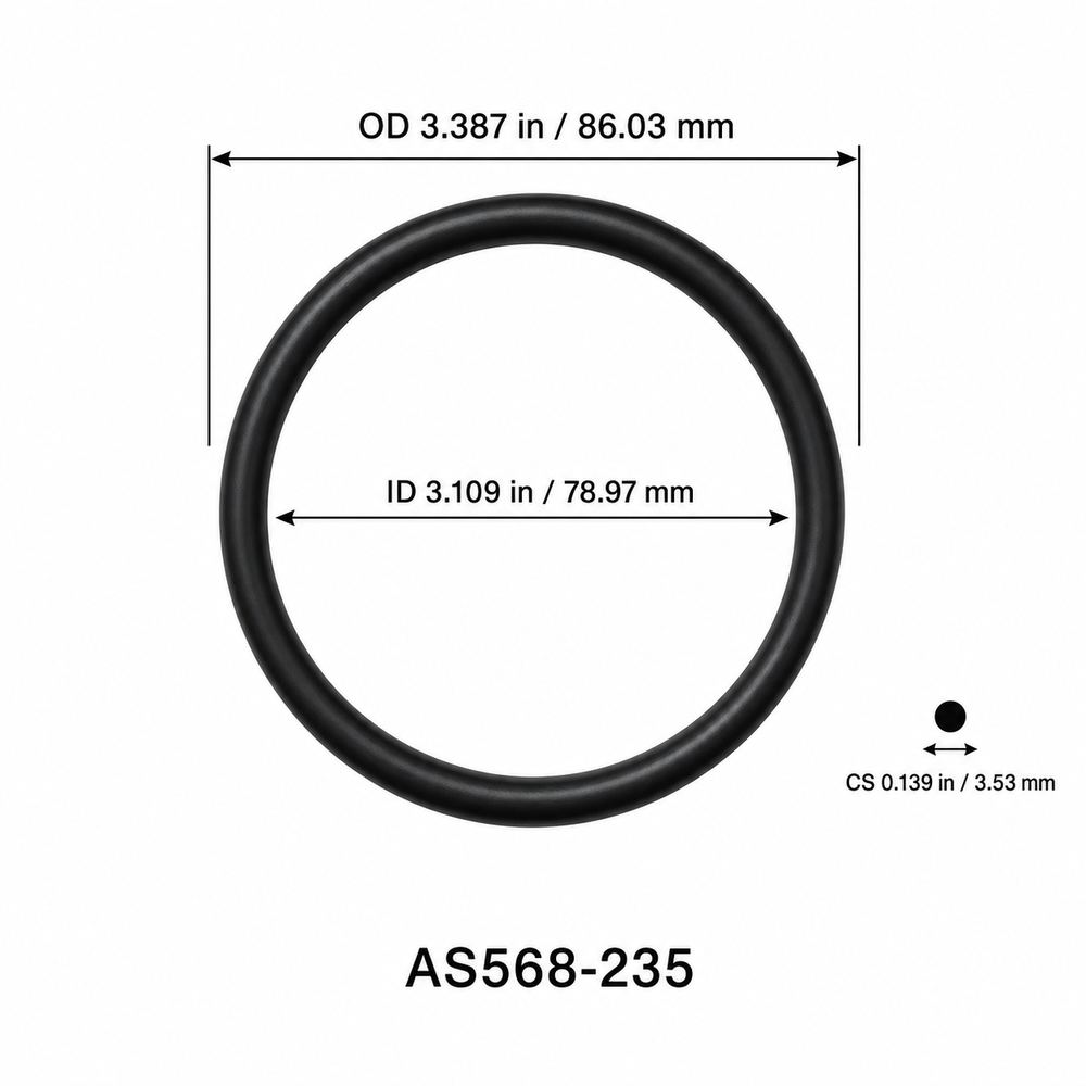 AS568-235 O-Ring – 3.109 in ID × 0.139 in CS – dimensional diagram showing ID, OD and cross-section
