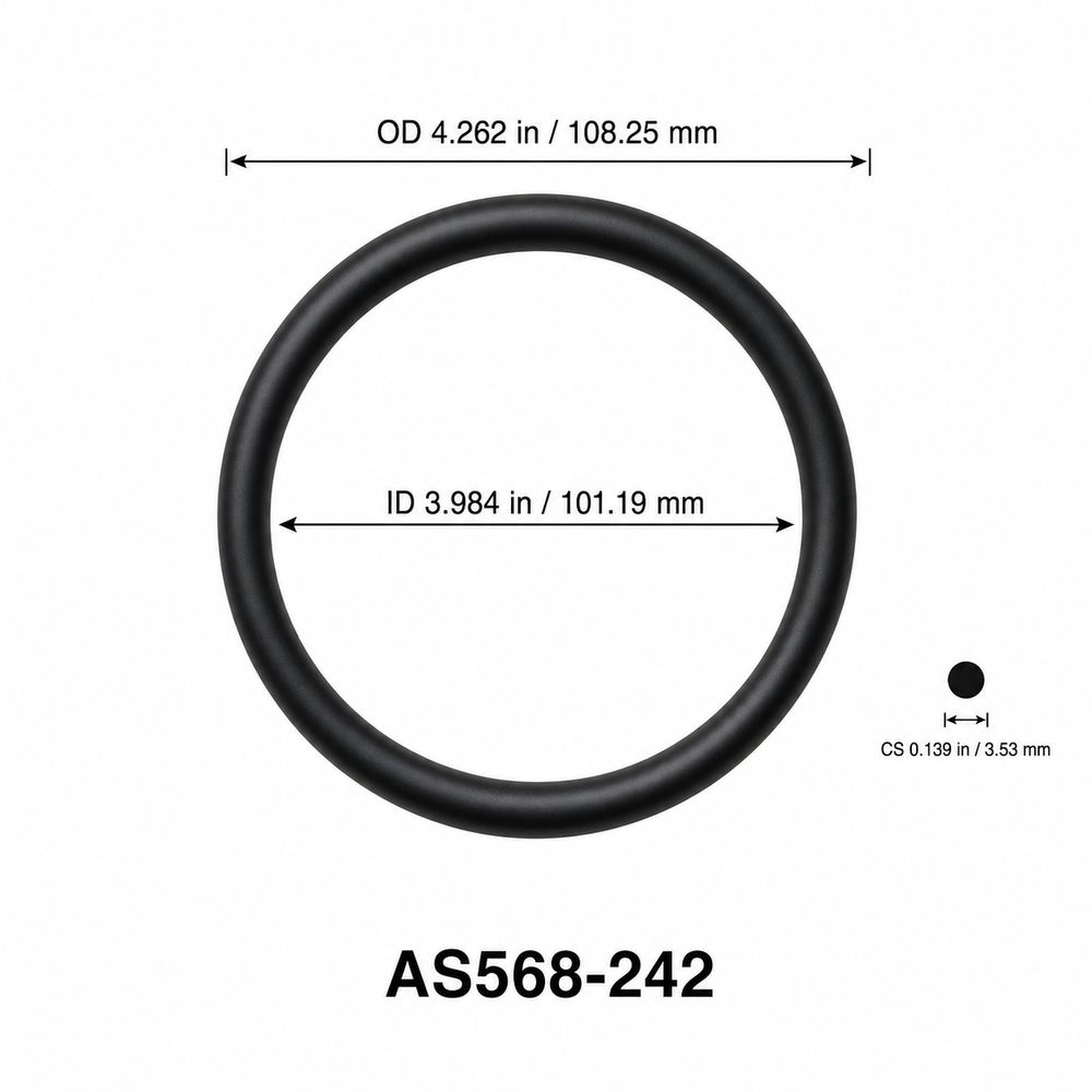 AS568-242 O-Ring – 3.984 in ID × 0.139 in CS – dimensional diagram showing ID, OD and cross-section