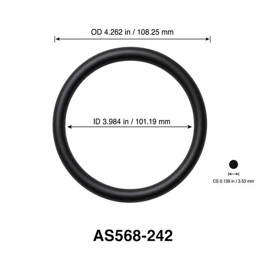 AS568-242 O-Ring – 3.984 in ID × 0.139 in CS – dimensional diagram showing ID, OD and cross-section