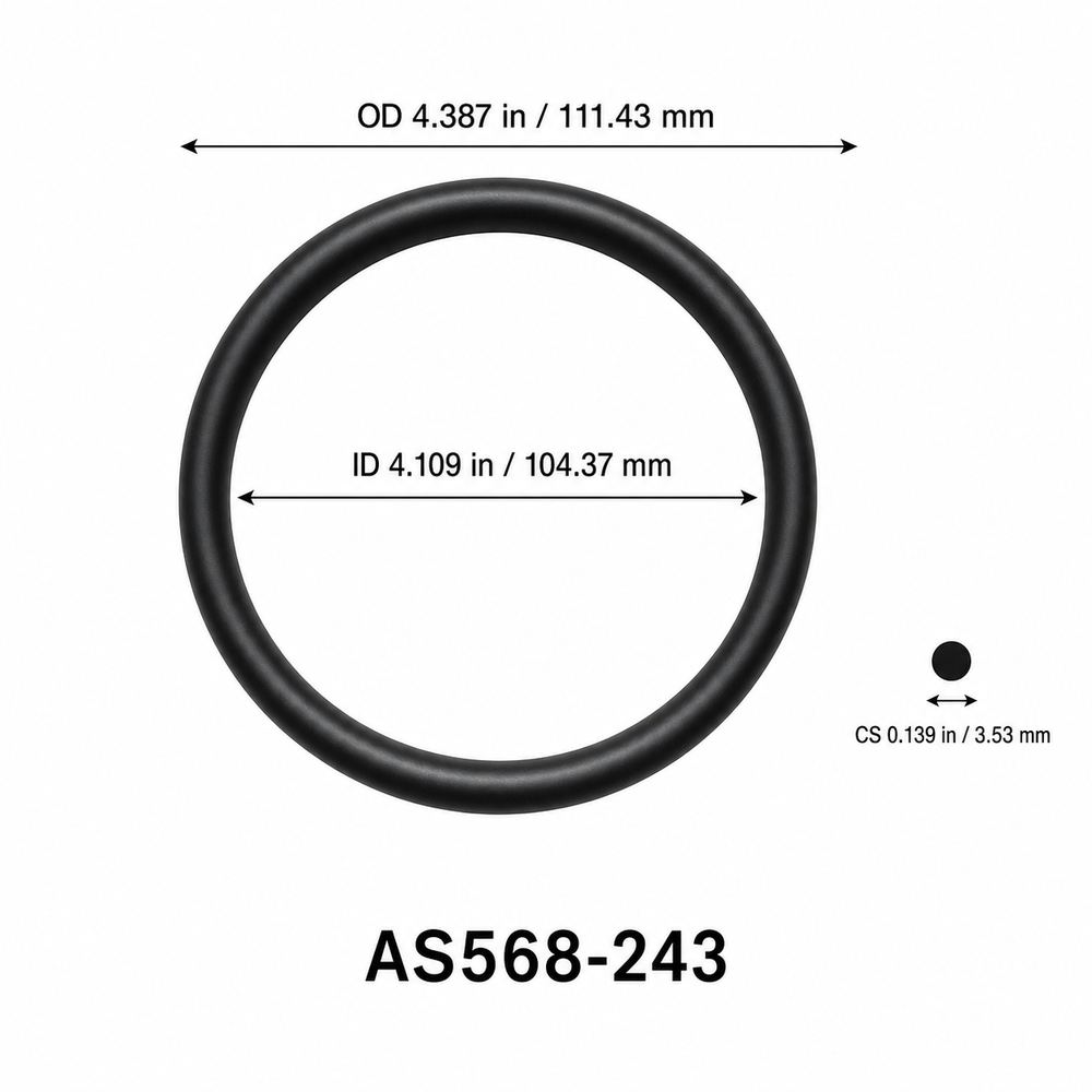 AS568-243 O-Ring – 4.109 in ID × 0.139 in CS – dimensional diagram showing ID, OD and cross-section