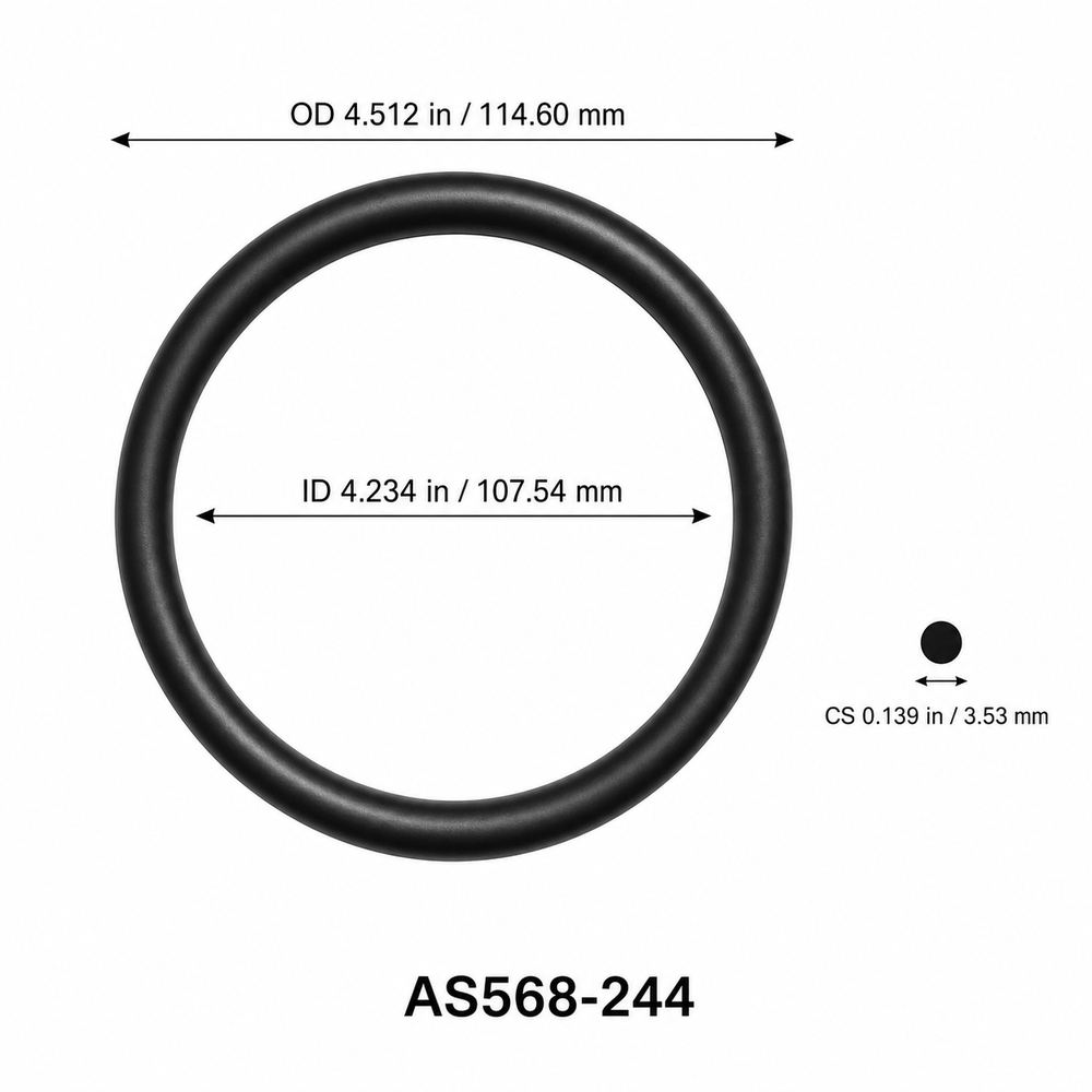 AS568-244 O-Ring – 4.234 in ID × 0.139 in CS – dimensional diagram showing ID, OD and cross-section