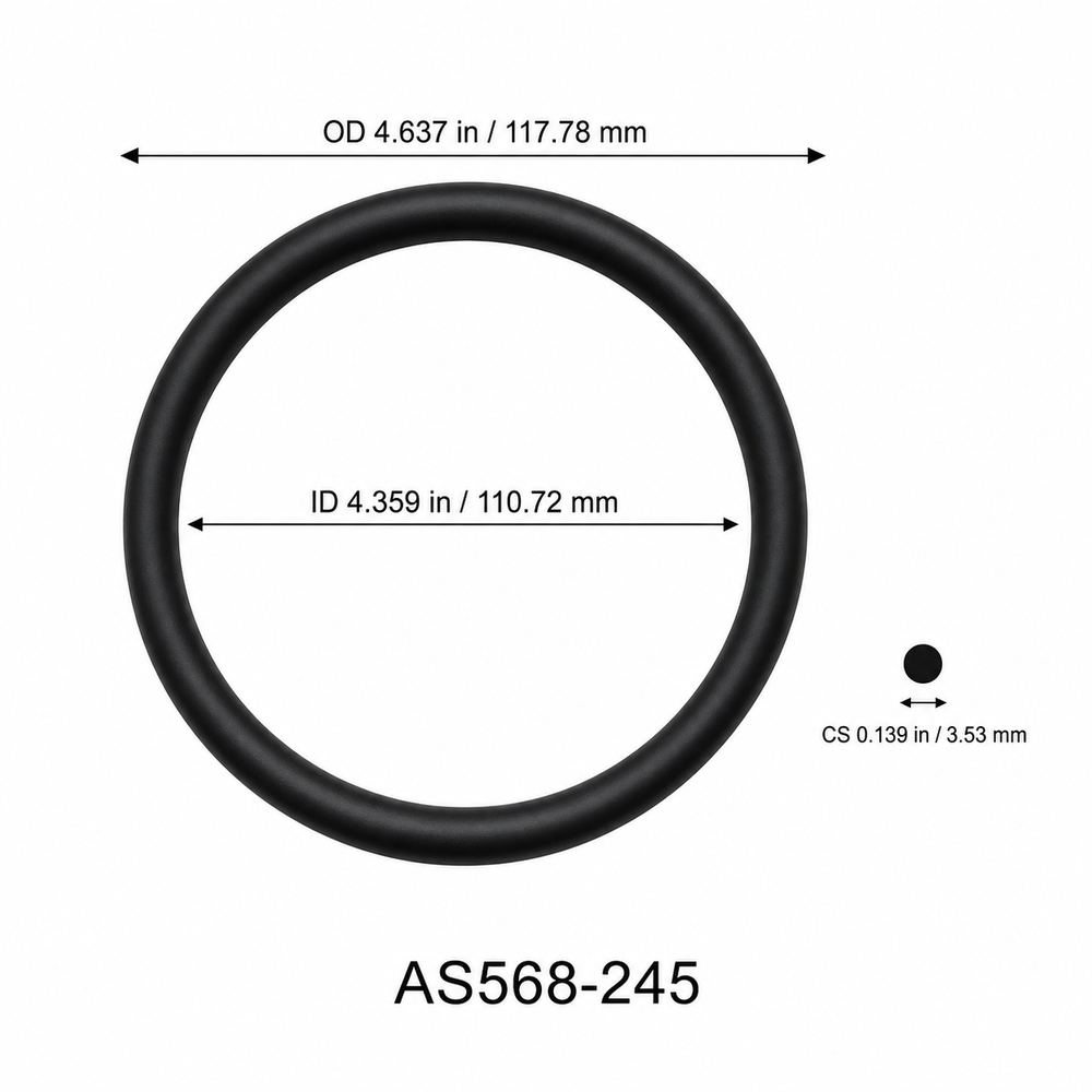 AS568-245 O-Ring – 4.359 in ID × 0.139 in CS – dimensional diagram showing ID, OD and cross-section
