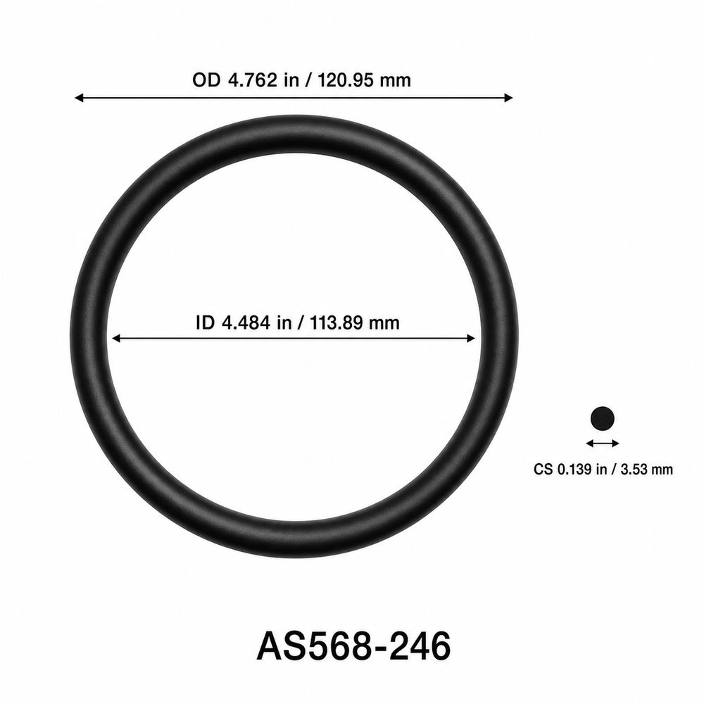 AS568-246 O-Ring – 4.484 in ID × 0.139 in CS – dimensional diagram showing ID, OD and cross-section