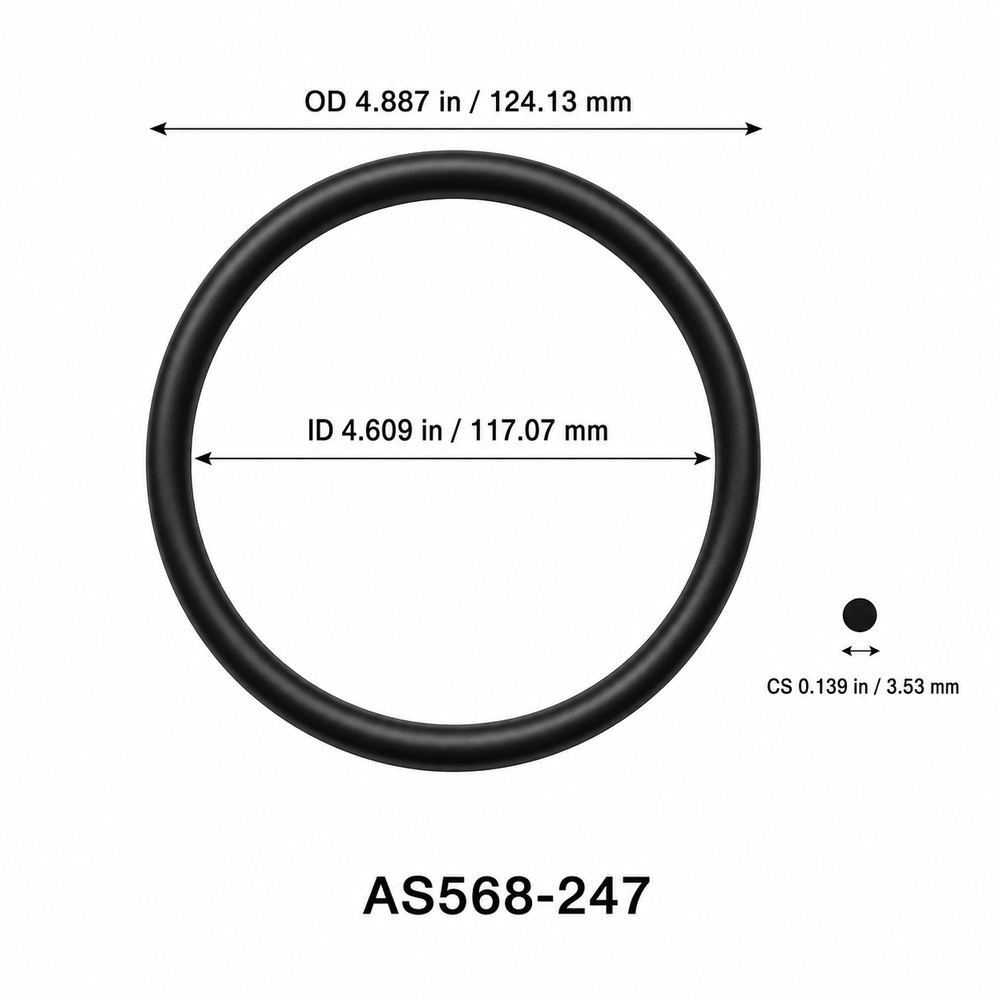 AS568-247 O-Ring – 4.609 in ID × 0.139 in CS – dimensional diagram showing ID, OD and cross-section