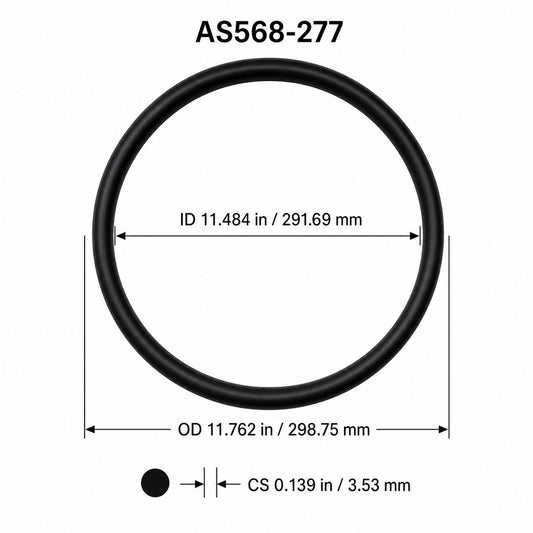 AS568-277 O-Ring – 11.484 in ID × 0.139 in CS – dimensional diagram showing ID, OD and cross-section