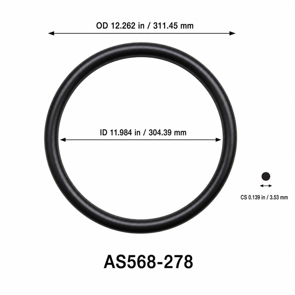 AS568-278 O-Ring – 11.984 in ID × 0.139 in CS – dimensional diagram showing ID, OD and cross-section