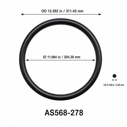 AS568-278 O-Ring – 11.984 in ID × 0.139 in CS – dimensional diagram showing ID, OD and cross-section