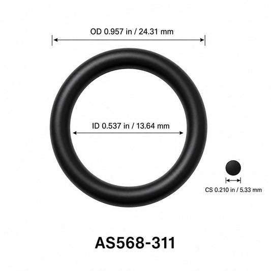 AS568-311 O-Ring – 0.537 in ID × 0.210 in CS – dimensional diagram showing ID, OD and cross-section