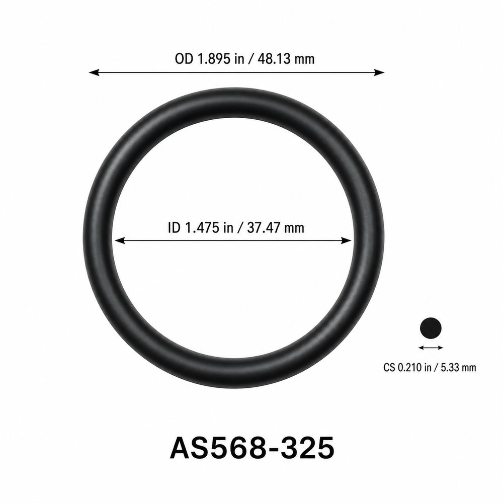 AS568-325 O-Ring – 1.475 in ID × 0.210 in CS – dimensional diagram showing ID, OD and cross-section
