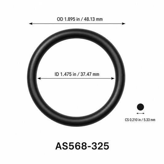 AS568-325 O-Ring – 1.475 in ID × 0.210 in CS – dimensional diagram showing ID, OD and cross-section