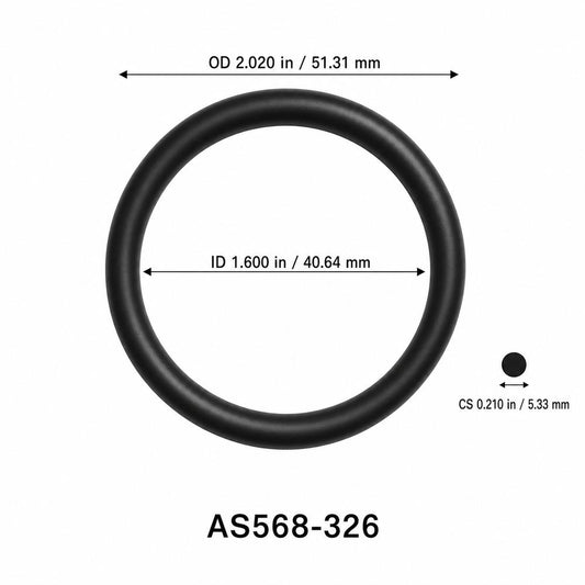 AS568-326 O-Ring – 1.600 in ID × 0.210 in CS – dimensional diagram showing ID, OD and cross-section