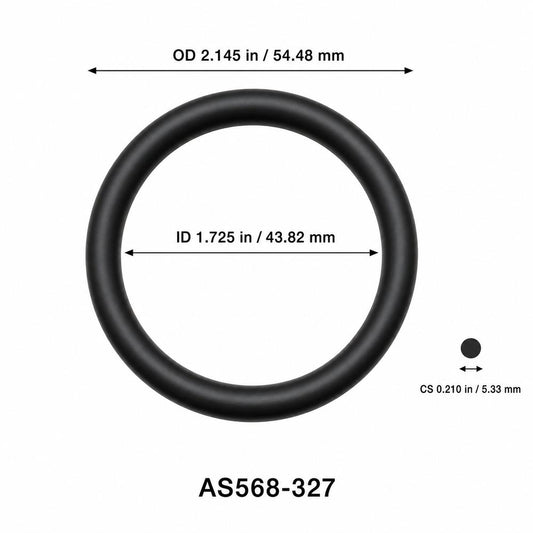 AS568-327 O-Ring – 1.725 in ID × 0.210 in CS – dimensional diagram showing ID, OD and cross-section