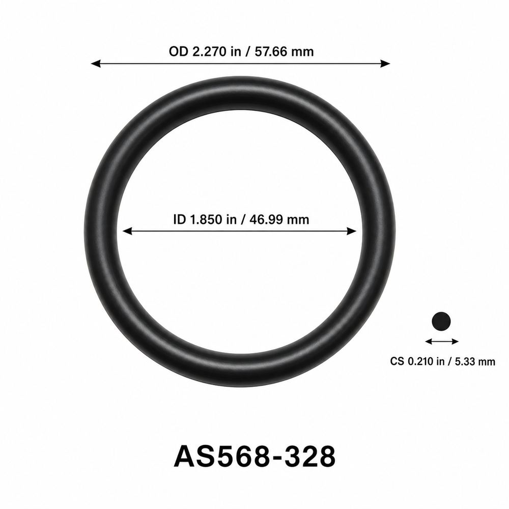 AS568-328 O-Ring – 1.850 in ID × 0.210 in CS – dimensional diagram showing ID, OD and cross-section