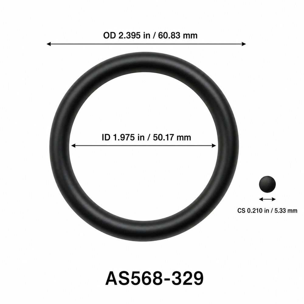 AS568-329 O-Ring – 1.975 in ID × 0.210 in CS – dimensional diagram showing ID, OD and cross-section