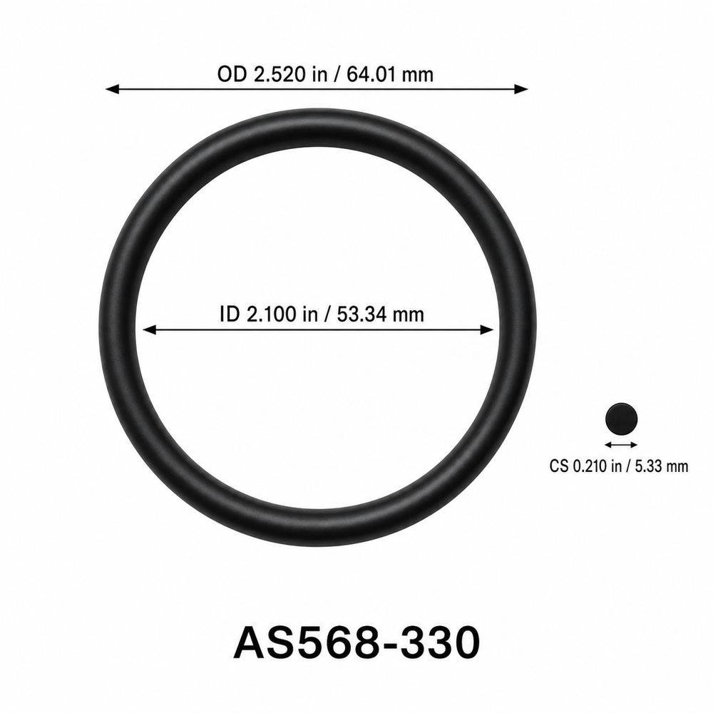 AS568-330 O-Ring – 2.100 in ID × 0.210 in CS – dimensional diagram showing ID, OD and cross-section