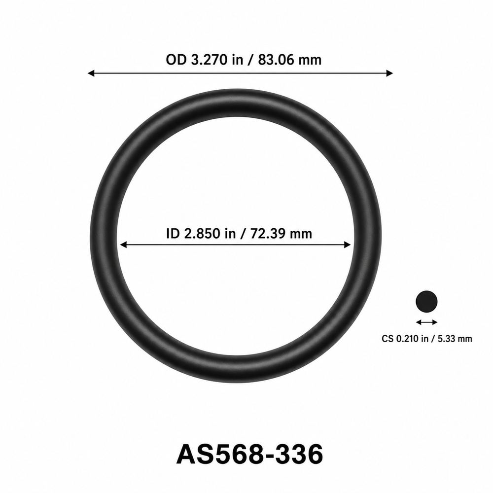 AS568-336 O-Ring – 2.850 in ID × 0.210 in CS – dimensional diagram showing ID, OD and cross-section