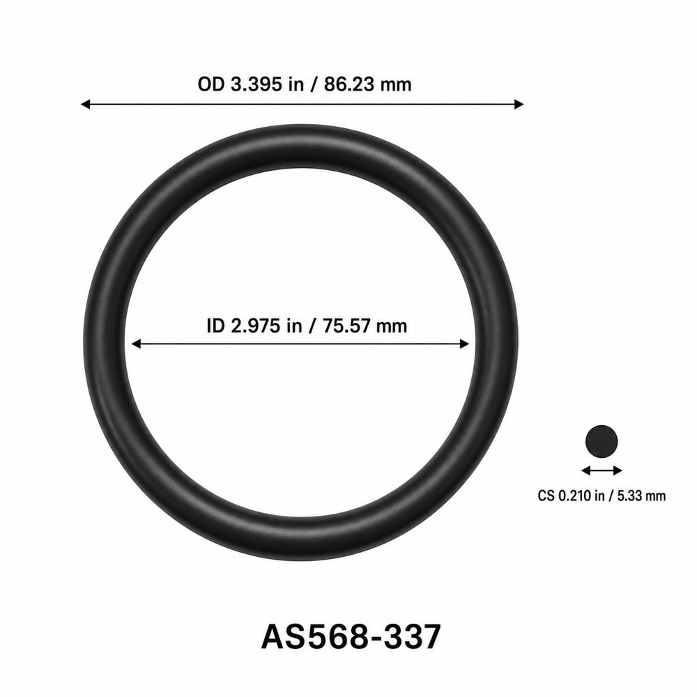 AS568-337 O-Ring – 2.975 in ID × 0.210 in CS – dimensional diagram showing ID, OD and cross-section