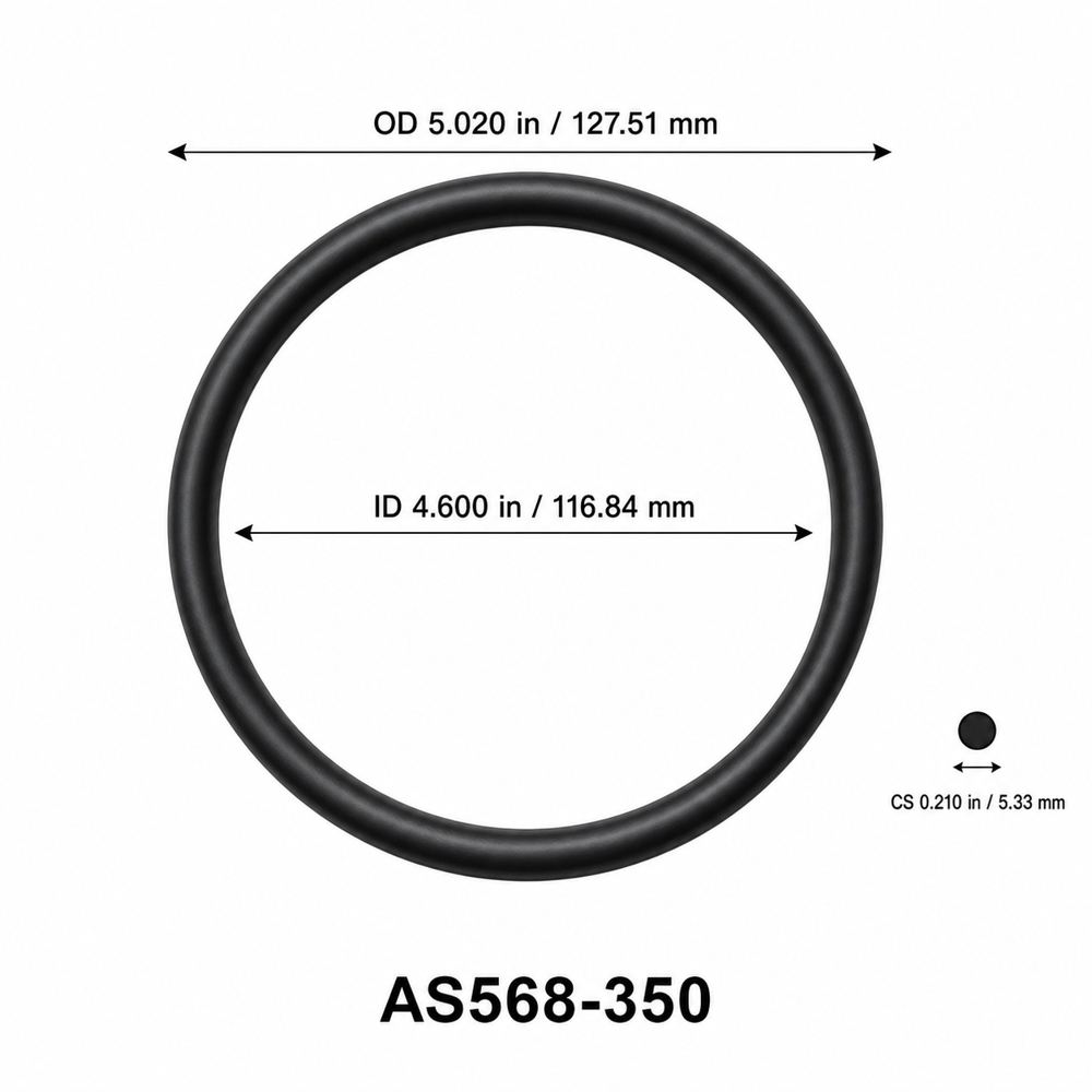 AS568-350 O-Ring – 4.600 in ID × 0.210 in CS – dimensional diagram showing ID, OD and cross-section