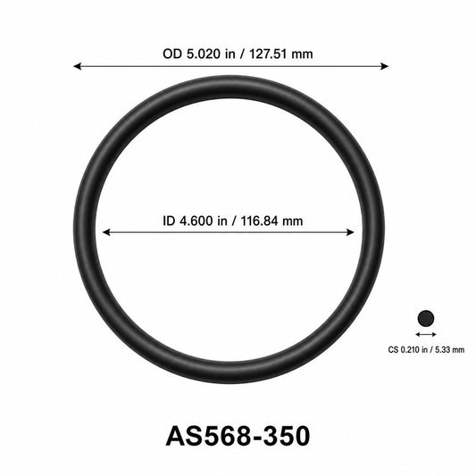 AS568-350 O-Ring – 4.600 in ID × 0.210 in CS – dimensional diagram showing ID, OD and cross-section