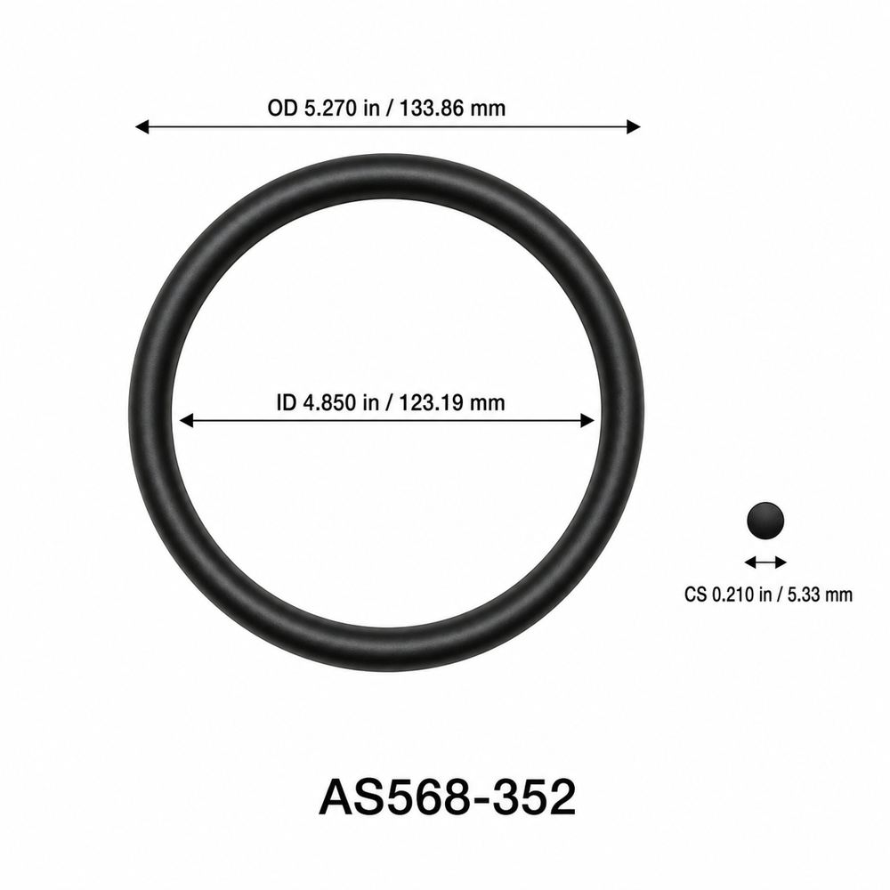 AS568-352 O-Ring – 4.850 in ID × 0.210 in CS – dimensional diagram showing ID, OD and cross-section