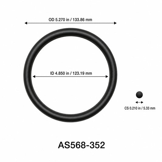 AS568-352 O-Ring – 4.850 in ID × 0.210 in CS – dimensional diagram showing ID, OD and cross-section