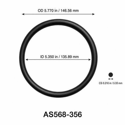 AS568-356 O-Ring – 5.350 in ID × 0.210 in CS – dimensional diagram showing ID, OD and cross-section