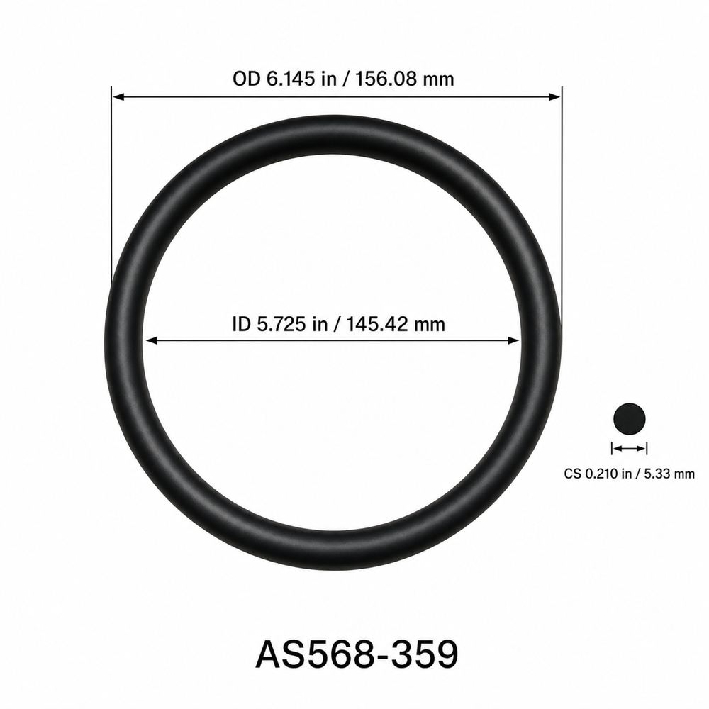 AS568-359 O-Ring – 5.725 in ID × 0.210 in CS – dimensional diagram showing ID, OD and cross-section