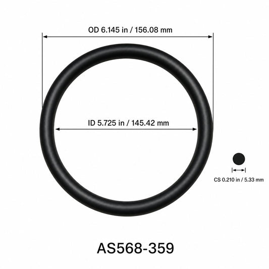AS568-359 O-Ring – 5.725 in ID × 0.210 in CS – dimensional diagram showing ID, OD and cross-section