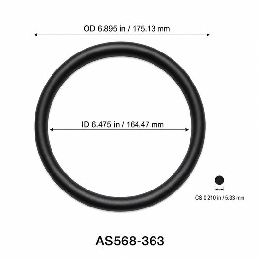 AS568-363 O-Ring – 6.475 in ID × 0.210 in CS – dimensional diagram showing ID, OD and cross-section