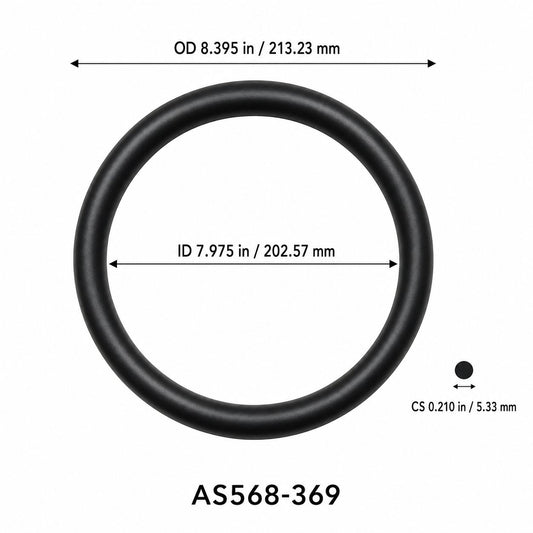 AS568-369 O-Ring – 7.975 in ID × 0.210 in CS – dimensional diagram showing ID, OD and cross-section