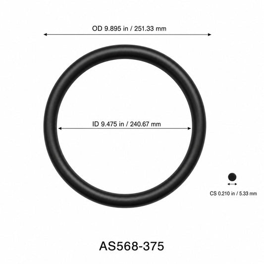 AS568-375 O-Ring – 9.475 in ID × 0.210 in CS – dimensional diagram showing ID, OD and cross-section