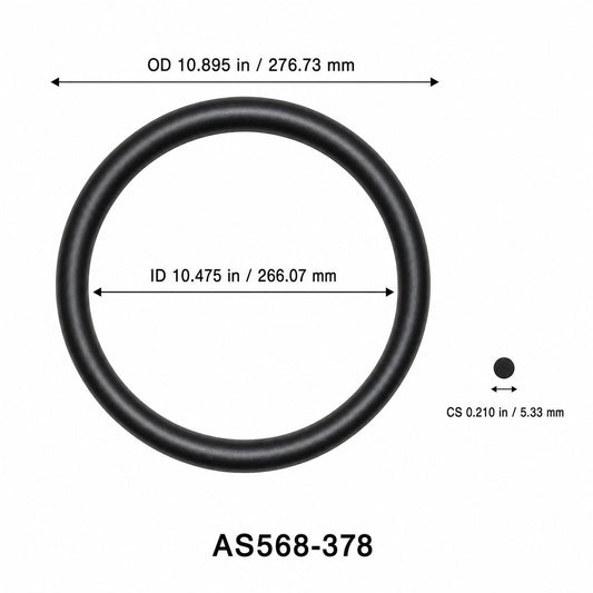 AS568-378 O-Ring – 10.475 in ID × 0.210 in CS – dimensional diagram showing ID, OD and cross-section