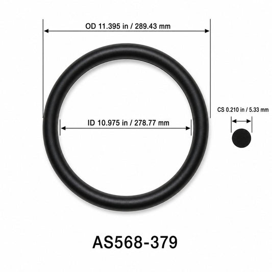 AS568-379 O-Ring – 10.975 in ID × 0.210 in CS – dimensional diagram showing ID, OD and cross-section