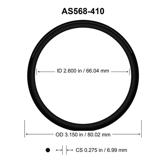 AS568-410 O-Ring – 2.600 in ID × 0.275 in CS – dimensional diagram showing ID, OD and cross-section